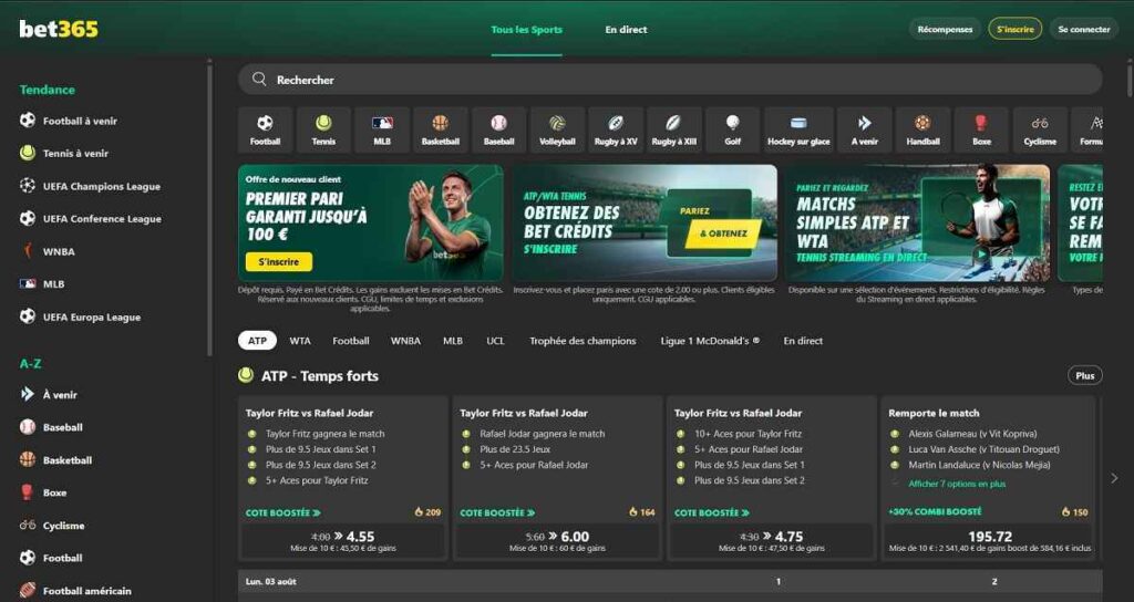 Paris sportif bet365