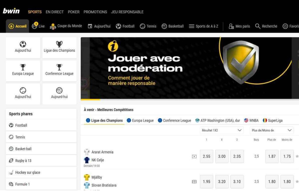 Site paris sportif BWIN