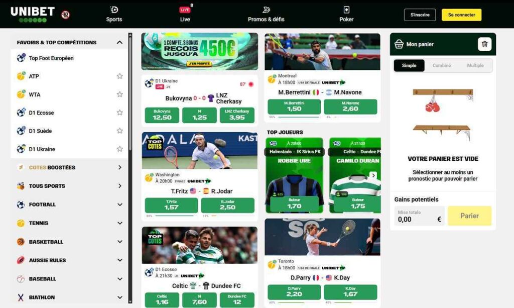 site paris sportif unibet